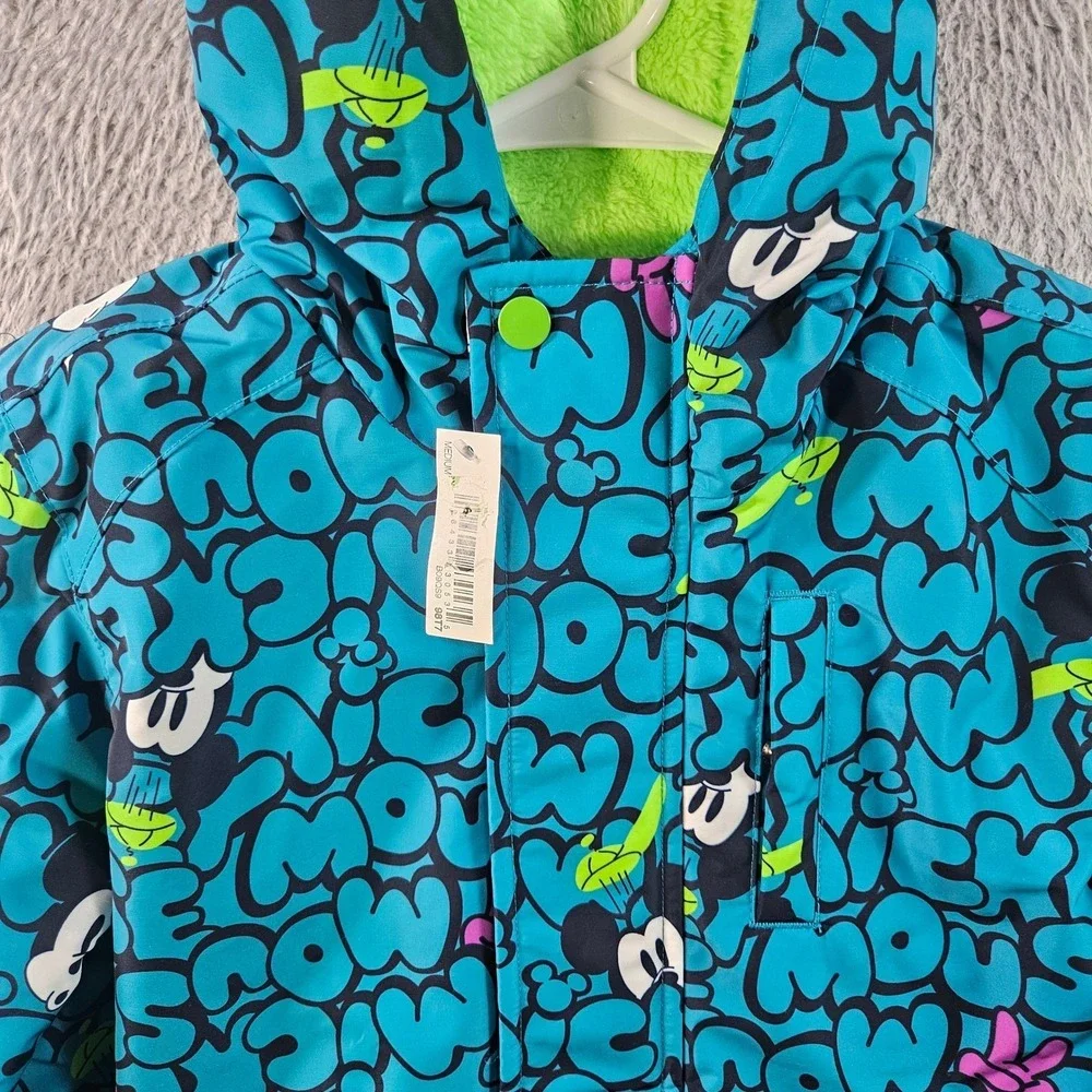 NEW Disney Mickey Mouse Kids Blue Puffer Winter Jacket‎ Hooded Size M 8 Years